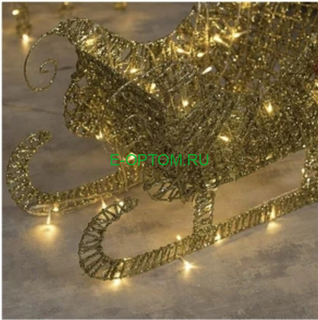 Украшение новогоднее "Светящийся светодиодный олень с санями" (Золотой) Украшение новогоднее "Светящийся светодиодный олень с санями" (Золотой)