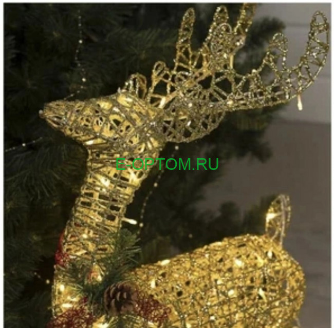 Украшение новогоднее "Светящийся светодиодный олень с санями" (Золотой) Украшение новогоднее "Светящийся светодиодный олень с санями" (Золотой)