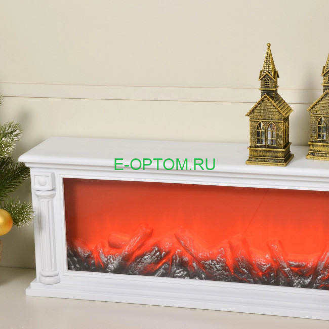 Новогодний светодиодный камин (белый)