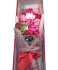 Букет из искусственных цветов «Красные, белые и розовые розы» в коробке