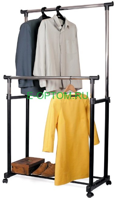 Двойная напольная передвижная стойка для одежды Двойная напольная передвижная стойка для одежды