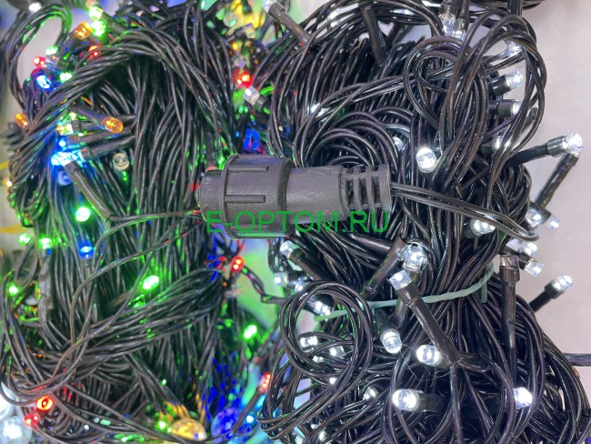 Гирлянда светодиодная с черным проводом 30м (уличная)