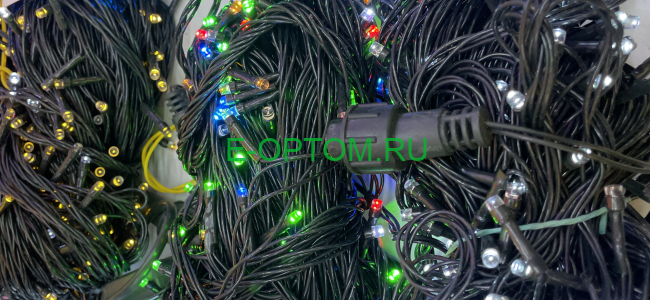 Гирлянда светодиодная с черным проводом 30м (уличная)