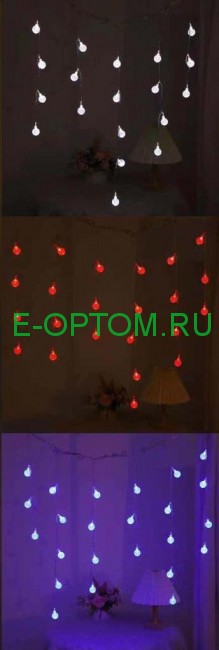 Гирлянда штора "новогодние фонарики" 3м х 70 (50 и 30)см