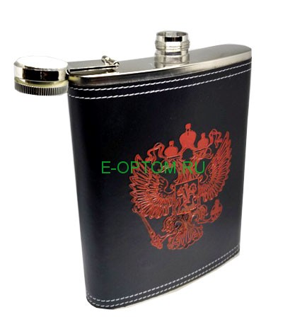 Фляга в кожаной оплеткой с гербом Российской Федерации