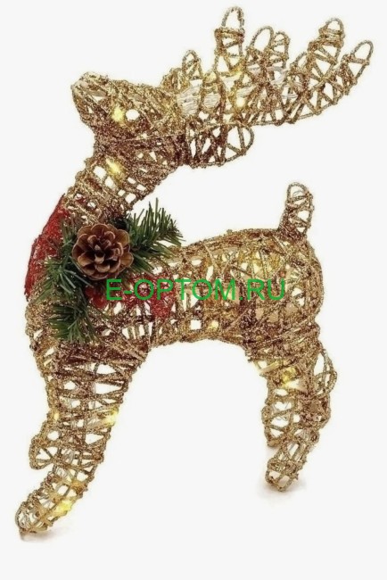 Украшение новогоднее "Новогодний светящийся светодиодный олень" (Золотой)