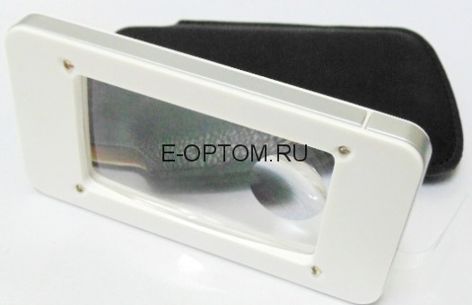 Лупа с подсветкой (Айфон) в кожаном чехле 5х, 75х43 мм, 16х d=23 мм ,белая