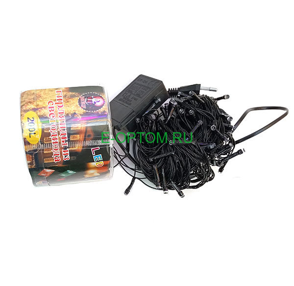 Гирлянда светодиодная чёрный провод