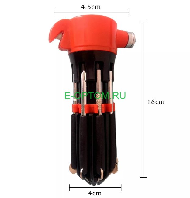 Отвертка с фонариком 8 в 1- молоток (QC-177)