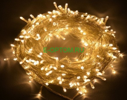 Гирлянда светодиодная тёплого белого цвета, прозрачный провод Гирлянда светодиодная тёплого белого цвета, прозрачный провод