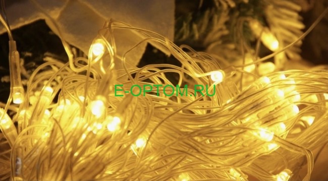 Гирлянда светодиодная тёплого белого цвета, прозрачный провод Гирлянда светодиодная тёплого белого цвета, прозрачный провод