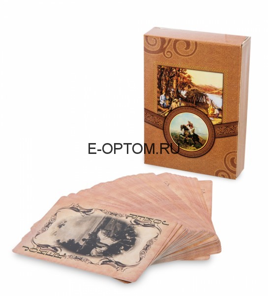 Набор фляга в кожаном чехле «Медведь» (три стопки, игральные карты и нож) с ремешком