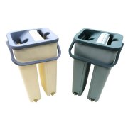 Комплект - ведро 6л с системой отжима и швабра с допол. насадкой (в одной коробке цвета -молочное и зеленое)