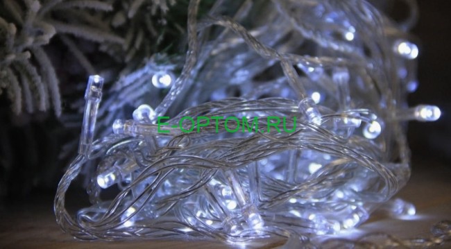 Гирлянда светодиодная холодного белого цвета, прозрачный провод Гирлянда светодиодная холодного белого цвета, прозрачный провод