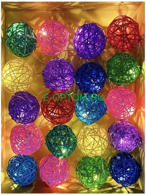 Гирлянда светодиодная «ротанговые шарики» Гирлянда светодиодная «ротанговые шарики»