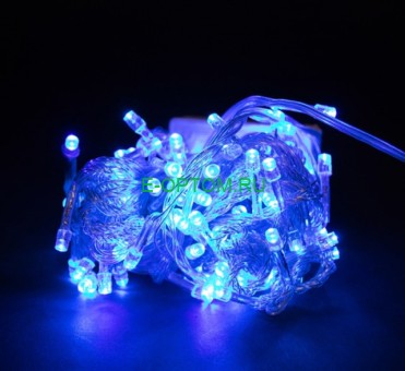 Гирлянда светодиодная синего цвета, прозрачный провод. Гирлянда светодиодная синего цвета, прозрачный провод.