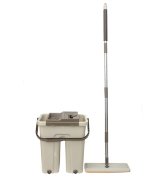 Комплект - ведро 8 л с системой отжима и швабра с допол. насадкой, бордовое с серым